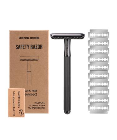 Single blade razor for men with 10 double edged safety razor blades