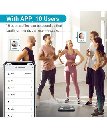 Bluetooth Smart Body Fat Weight Scale with App, 396 lbs - Black - Buy Online on GoSupps.com