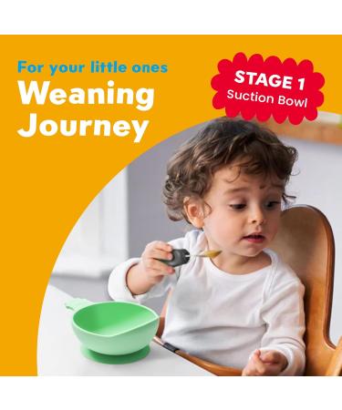 Nana's Manners Green Silicone Suction Bowl for Babies | Stage 1 (4+ Months) | Scoop Lip Handle & Suction Pad with Pull-tab | BPA-Free - Buy Online on GoSupps.com