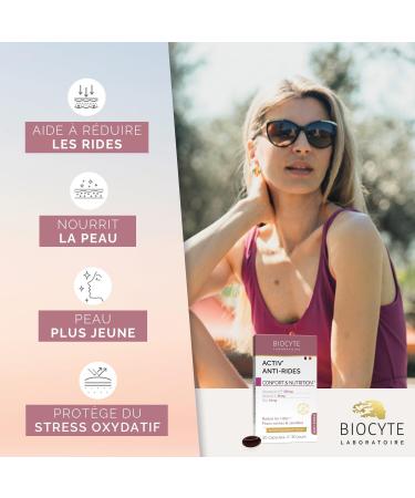 BIOCYTE Activ Anti-Rides Compl ment Alimentaire - R duit les Rides Nourrit la Peau Peau plus Jeune - Efficacit Prouv e - Vitamine C Zinc Glycos rym EF - 30 capsules - Programme de 30 jours 30 unit (Lot de 1) - Buy Online on GoSupps.com