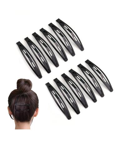 24 Pcs Black Snap Hair Clips  Metal Hair Clips for Women  Long No-slip Hair Clips Barrettes for Women and Girls  Small Hair Clips for Women Makeup Styling (Oval Clips)
