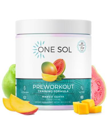One Sol Pre-Workout for Women Enhanced Pump & Focus No Jitters Or Crash Natural Ingredients 100% Vegan Gluten Free & Soy Free (Mango Guava)
