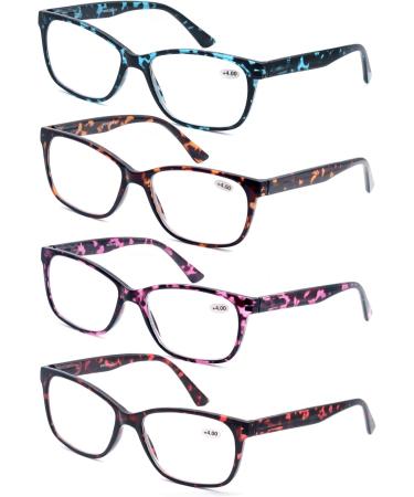 HEEYYOK Women's Reading Glasses 4 Pack - Oversized Camo Square Readers 2.0x with Spring Hinge - Stylish & Comfortable Eyewear for Reading - Buy Online on GoSupps.com