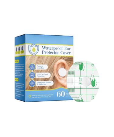 Waterproof Ear Protector Cover Waterproof Silicone Ear Patch Shower Ear Cover 60Pcs Reusable Wash Suitable for All Skin Types Off Lotion (Sky Blue One Size) Sky Blue One Size
