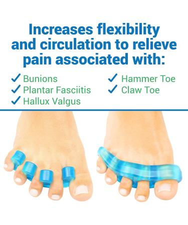 ViveSole Toe Stretchers Separators (4 Pieces) - Gel Therapeutic Spa Spacer for Bunions, Hammer Toe, Plantar Fasciitis - Metatarsal Pain Relief - Blue Medium - Buy Online on GoSupps.com