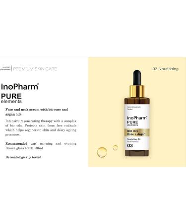 inoPharm Pure Elements Facial Serum with Organic Rose and Argan Oil Nourishing Dry Oil Serum with Rich Formula 30 ml - Buy Online on GoSupps.com