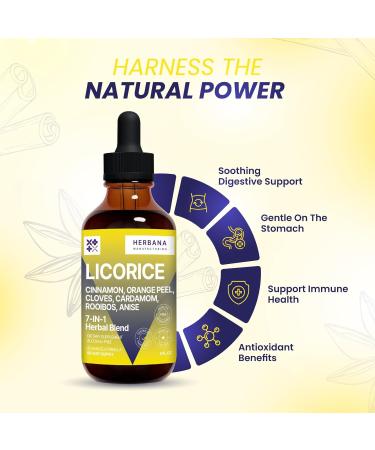 Licorice Liquid Extract for Digestive Health Support 4 fl oz - Cinnamon Cloves Anise Orange Peel Cardamom Rooibos Herbal Tincture Supplement - Buy Online on GoSupps.com
