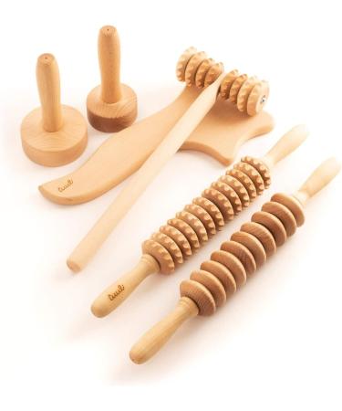 Tuuli Accessories Maderotherapy Wood Set - Massager for Cellulite & Lymphatic Drainage | Swedish Cup & Roller - Buy Online on GoSupps.com