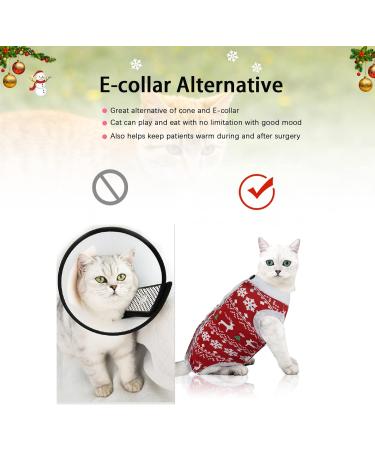 Buy Ouuonno Cat Wound Recovery Suit - Pink Christmas Pajama for Abdominal Wounds | E-Collar Alternative (S Size) - Buy Online on GoSupps.com