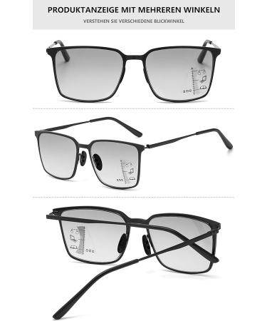 Buy Lanomi Blue Light Filter Progressive Reading Glasses - UV Protection Multifocal Sun Readers for Men & Women | Stylish Metal Design Black 2.0x - Buy Online on GoSupps.com