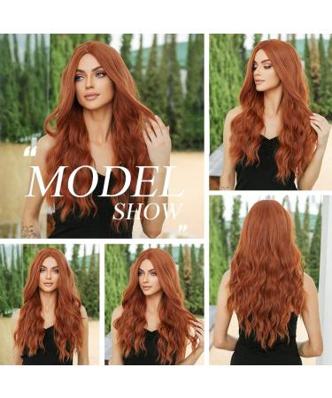 OUFEI Long Wavy Ginger Wigs for Women | Natural Synthetic Heat Resistant Wigs for Daily Party & Cosplay Wear - Buy Online on GoSupps.com
