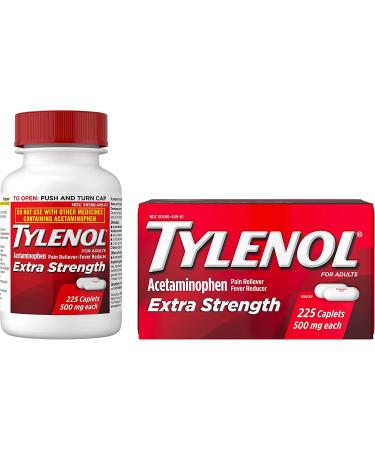 Tylenol Extra Strength Caplets 500mg - 225 Count | Acetaminophen Pain & Fever Relief - Buy Online on GoSupps.com