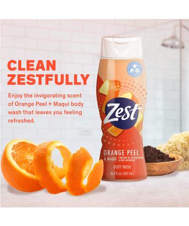 Zest Orange Peel and Maqui Body Wash - Refreshing and Invigorating 16.5 Fl Oz (Pack of 6) - Buy Online on GoSupps.com