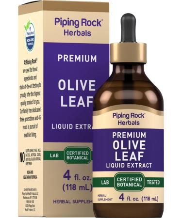 Piping Rock Olive Leaf Extract Liquid Drops | 4 Fl Oz | Alcohol Free Tincture | Herb Supplement | Olea Europaea | Vegetarian Non-GMO Gluten Free