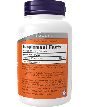 Now Foods L-Arginine 700 mg | 180 Veg Capsules | Boost Nitric Oxide - Buy Online on GoSupps.com