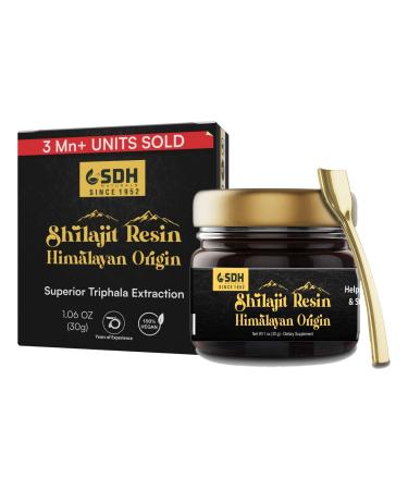 SHREE DHANWANTRI HERBALS Himalayan Shilajit Resin (500mg) Purified Using Triphala Helps Support Energy, Immunity, Focus for Both Men & Women (30g) - 2 Mon Supply