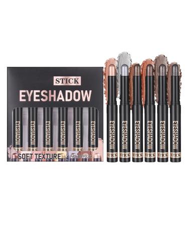 Crayon Fard Paupi res | 6 Pi ces B tonnets Paupi res Texture Cr me - R sistant l'Eau Mat Brillant Anti-D rapant Applicateur Portable Id al Voyage Soir e Cadeau Femmes