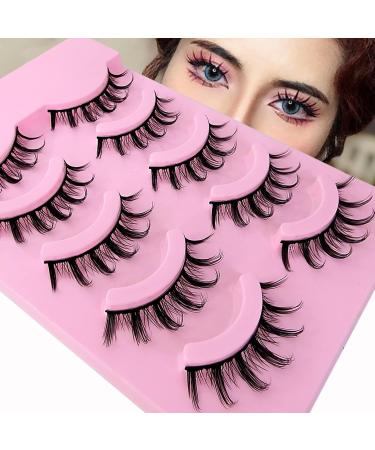 Buy Manga Lashes - 5 Pairs Natural Look Faux Mink Anime Fake Eyelashes | 15mm Short Spiky Wispy Cosplay Lashes - Buy Online on GoSupps.com