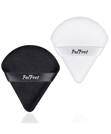 2 Pcs Triangle Powder Puff Face Soft Triangle Velvet Makeup Powder Puffs Setting Loose Powder Triangle Velour Beauty Make up Puff Triangle Face Powder Puff for Under Eye Makeup Applicator(Black&White) Black+White