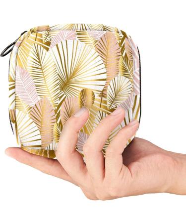 Abstract Golden & Pale Rose Leaves Pattern Napkin & Menstrual Pad Storage Bag | Portable Menstrual Cup Zipper Bag for Teenagers & Women - Buy Online on GoSupps.com