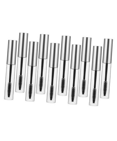 DRESSOOS 10pcs Mascara Empty Tube Refillable Cosmetic Containers Lip Glazes Tube Creme Makeup Silver Plastic
