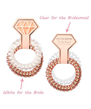 CUTERUI Bridesmaid Gifts- 8 Pack Rose Gold & White Coil Hair Ties for Bachelorette Party & Bride Tribe Favors - Buy Online on GoSupps.com