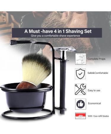 Danweix Safety Razor Brush Set for Men - Manual Razor Stand Brush Bowl & 10 Blades - Perfect Gift Set for Smooth Shaving - Buy Online on GoSupps.com
