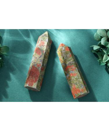 Xiannvxi Unakit Crystal Tower - Large Hexagonal Rod Gemstone for Meditation 9-10cm Natural Energy Stone - Buy Online on GoSupps.com