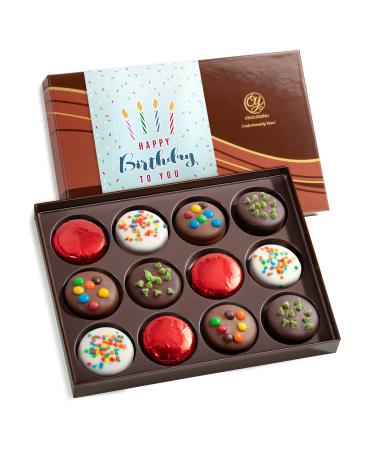 CY Chocolates Birthday Deluxe Chocolatey Covered Oreos 12 Piece Gift Box