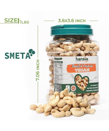 Hansia Organic Keto Kosher Vegan Cashews - 1 lb Pack - Dry Roasted Unsalted Superfood, Gluten-Free, Fresh, Healthy Snacks - High Protein, Fiber, Vitamin, and Iron - Buy Online on GoSupps.com