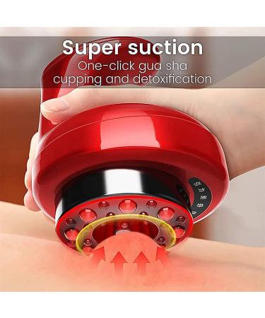 Rechargeable Electrical Cupping Therapy Device with GUA SHA & Warmth | Adjustable Handheld Massager for Weight Loss & Relaxation | Red - Buy Online on GoSupps.com