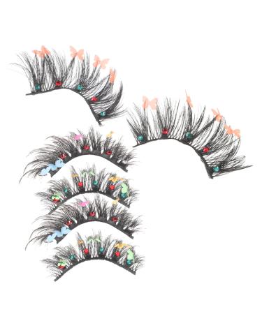 FRCOLOR False Eyelashes 3 Pairs halloween decor fake lashes individual natural individual slim sequins set Fake eyelashes decorate fiber False Lashes