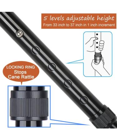 YAMTHR Walking Cane Folding Cane Adjustable Walking Cane for Women Foldable Cane Folding Cane for Men Canes for Seniors Adjustable Cane Walking Stick Supports up to 250 Pounds (Black) - Buy Online on GoSupps.com