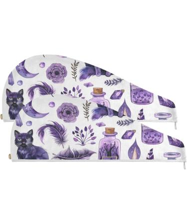 Buy Purple Cat Feather Hair Towel 2 Pack - Super Absorbent Quick Dry Hair Turbans for Women & Girls - Buy Online on GoSupps.com