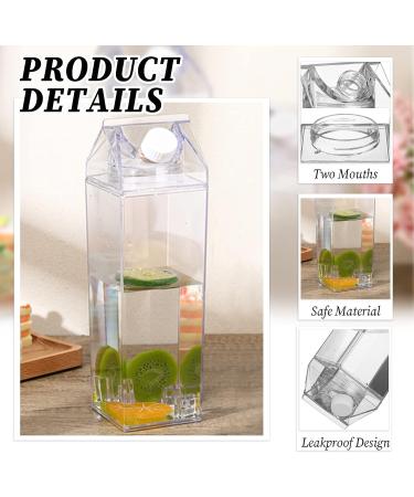 3 Pcs 34 oz Milk Carton Water Bottles - Clear Square Plastic Bottles for Coffee, Milk, Juice - Portable & Reusable Leakproof Cups for Outdoor Sports, Camping, Gym - Buy Online on GoSupps.com