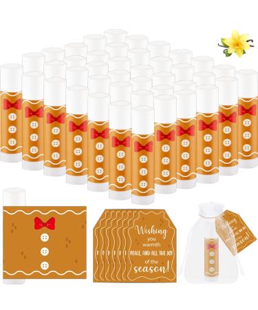 50 Pack Christmas Lip Balm Gift Bulk Moisturizing and Nourishing Lip Balm Appreciation Gift Xmas Holiday Birthday Party Favors Stocking Stuffers for Women Men Coworker Employee Teacher (Gingerbread) Christmas Gingerbread