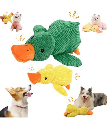 Noovelo Calming Duck Toy 2024 New Calming Duck Dog Toy Calming Duck for Dogs Dogs Emotional Support Duck Cute Quacking Stuffed Duck Dog Toy. (S-Yellow+Lgreen)