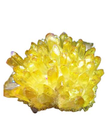Natural Crystal Rough 300-350g Yellow Electroplated Natural Crystal Cluster Specimen Raw Rock Quartz Flowers Aura Stones Gift Modern House Decor
