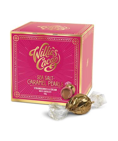 Willie's Cacao - Salted Caramel Pearls Strawberries & Cream - Gift Box - 150g x 6 - Individually wrapped Pearls - Artisan Chocolate