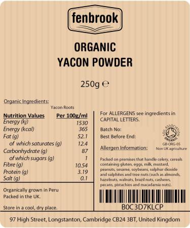 Organic Yacon Powder 250g | Certified Organic by Fenbrook Organic - Buy Online on GoSupps.com