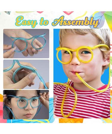 GEMOCHY 4 Pieces Silly Straws Novelty Flexible Soft Drink Eyeglasses Flexible Drinking Straw Glasses Plastic Crazy Straws Reusable Fun Straw Eyeglasses (Round) - Buy Online on GoSupps.com