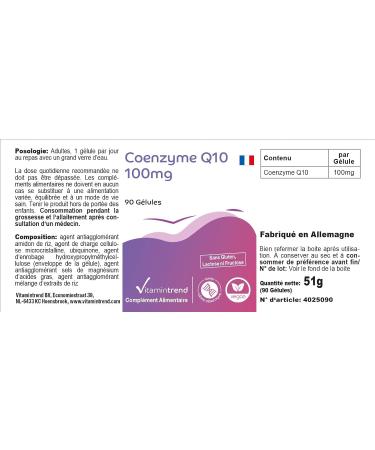 Buy Coenzyme Q10 100 mg - Vegan & Bioavailable Supplements | 90 High-Dose Capsules from Germany | Vitamin Trend - Buy Online on GoSupps.com