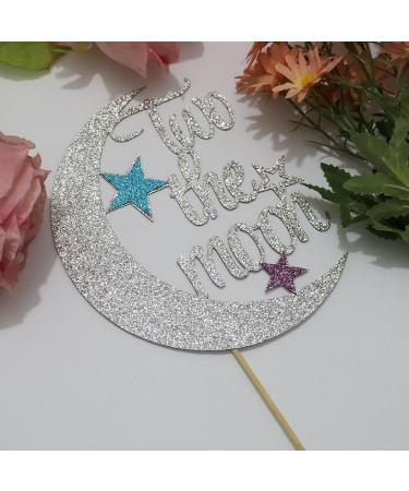 Auteby Two The Moon Cake Topper - Baby Shower 2nd Birthday Party Decorations Supplies (Silver) - Buy Online on GoSupps.com