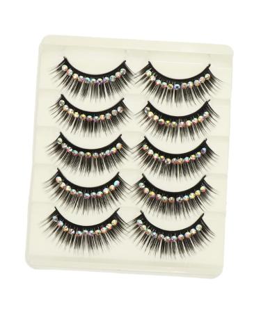 Mikinona Rhinestone Long Fake Lash Rhinestones for Makeup 10 Pairs Diamond False Eyelashes Colored Rhinestones Manga Lashes Fake Fiber Hard Stem Dense Black Cosplay Lashes Volume Cat Eye