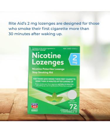 Rite Aid Mint Nicotine Lozenges 2mg - 72 Lozenges | Quit Smoking Aid - Buy Online on GoSupps.com