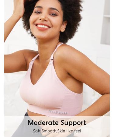 HOFISH Seamless Medium Impact Nursing Sports Bra 2pcs Set - Black+Pink - Buy Online on GoSupps.com