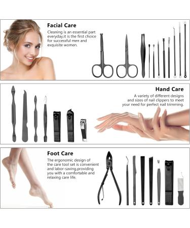 Manicure Set 26 Pieces Stainless Steel Nail Set Tools Nail Clippers Set Black - Buy Online on GoSupps.com