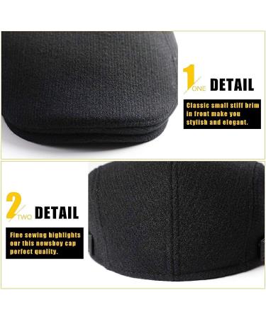 Sumolux Men's Black Winter Newsboy Cap | Stylish Beret Hat for Men | Cabbie Flat Cap - Buy Online on GoSupps.com