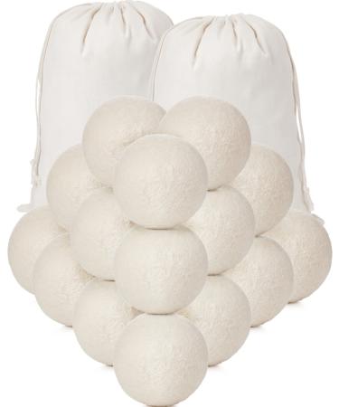 Kenning 26 Pieces Wool Dryer Balls Set 24 Reusable Dryer Balls with 2 Muslin Bags Fabric Softener for Clothes Laundry Dryer Balls Anti Wrinkle Anti Static Saving Energy and Time(White)