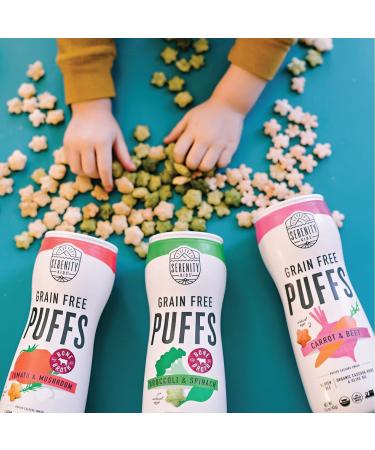 Serenity Kids Organic Grain-Free Puffs 6+ Months - Variety Pack (Carrot/Broccoli/Tomato) | No Added Sugar, Gluten, Rice, Allergen-Free Snack for Toddlers & Babies - 1.5 oz (Pack of 6) - Buy Online on GoSupps.com